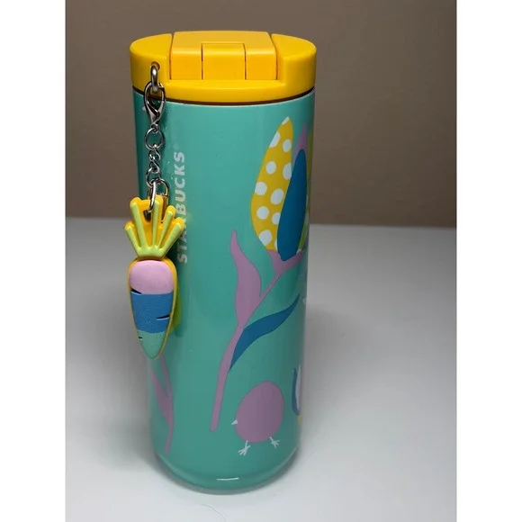 Starbucks Spring Easter Bunny 12 fl oz Stainless Steel Tumbler w/ Carrot Charm - Picture 2 of 3